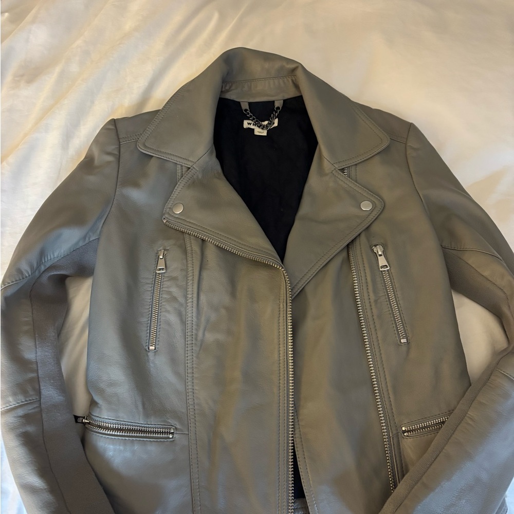 Women's Whistles Gray Leather Jacket